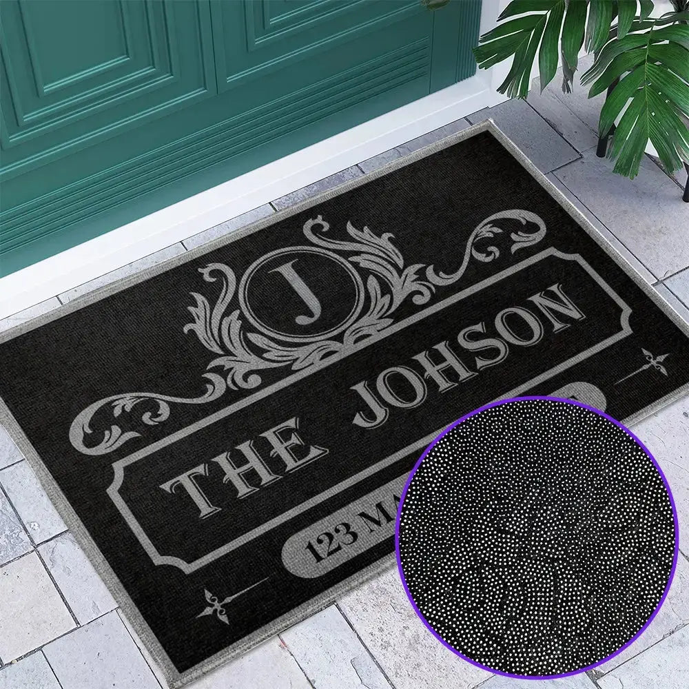 Family Monogram With Address Vintage Doormat Duconspace