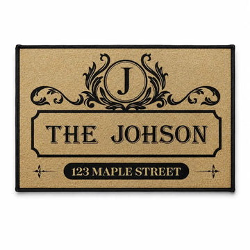 Family Monogram With Address Vintage Doormat Duconspace