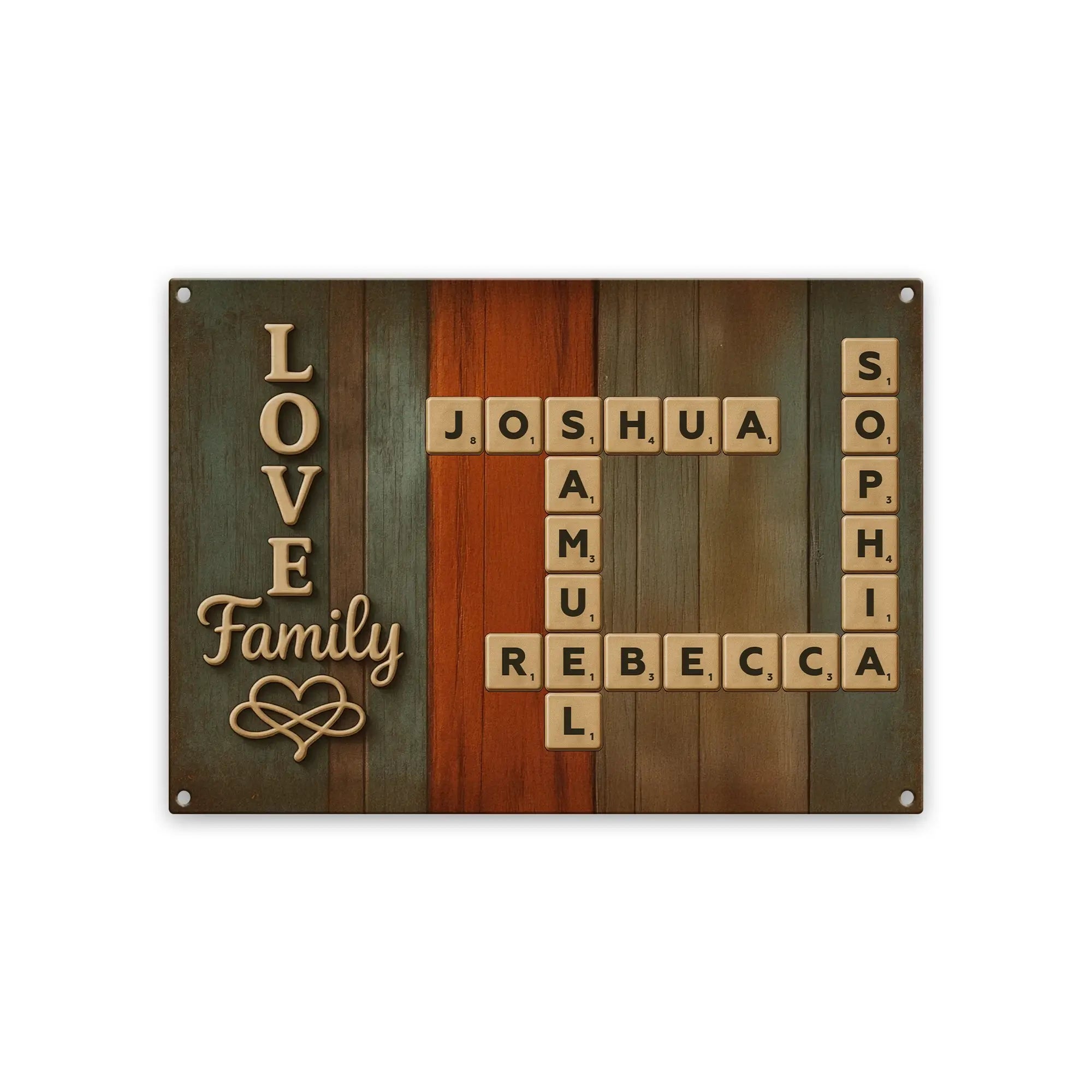 Family Name Crossword Puzzle Art – Personalized Metal Sign
