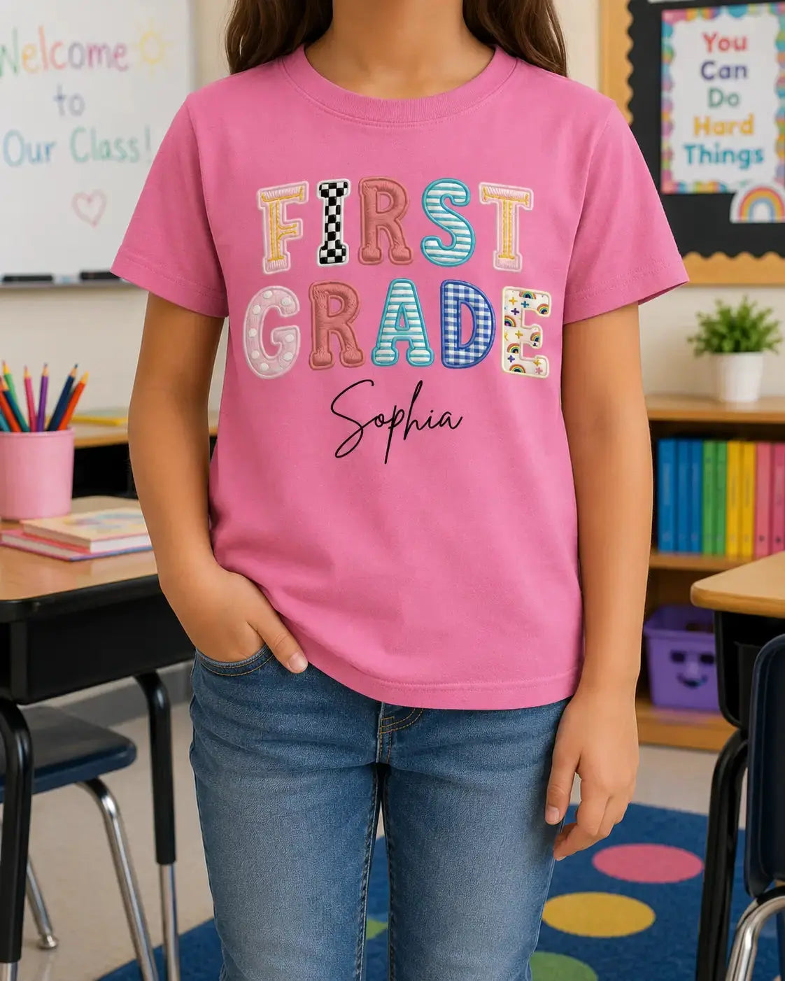 Faux Embroidered Shirt - Personalized Back to School Gift