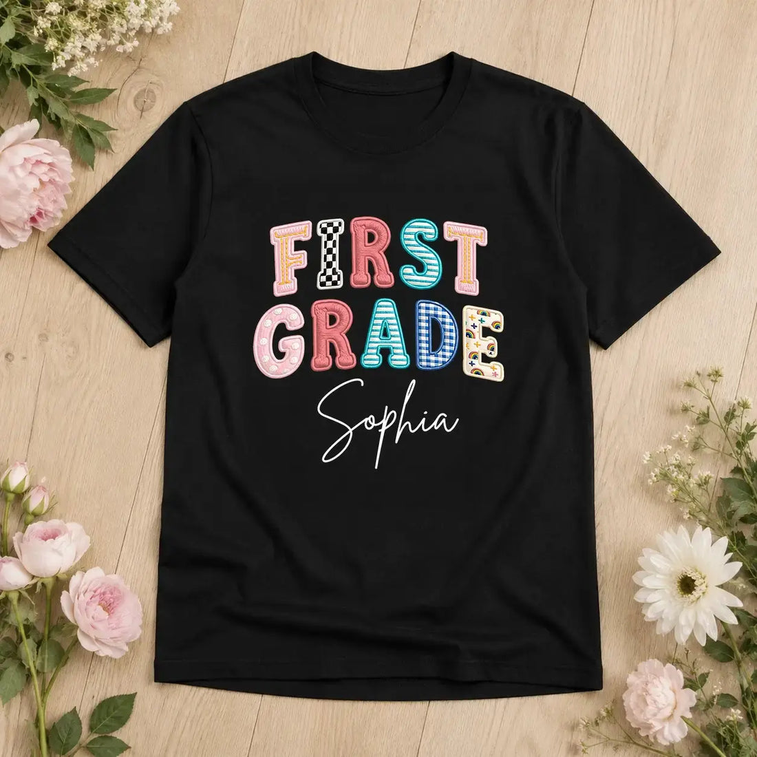 Faux Embroidered Shirt - Personalized Back to School Gift