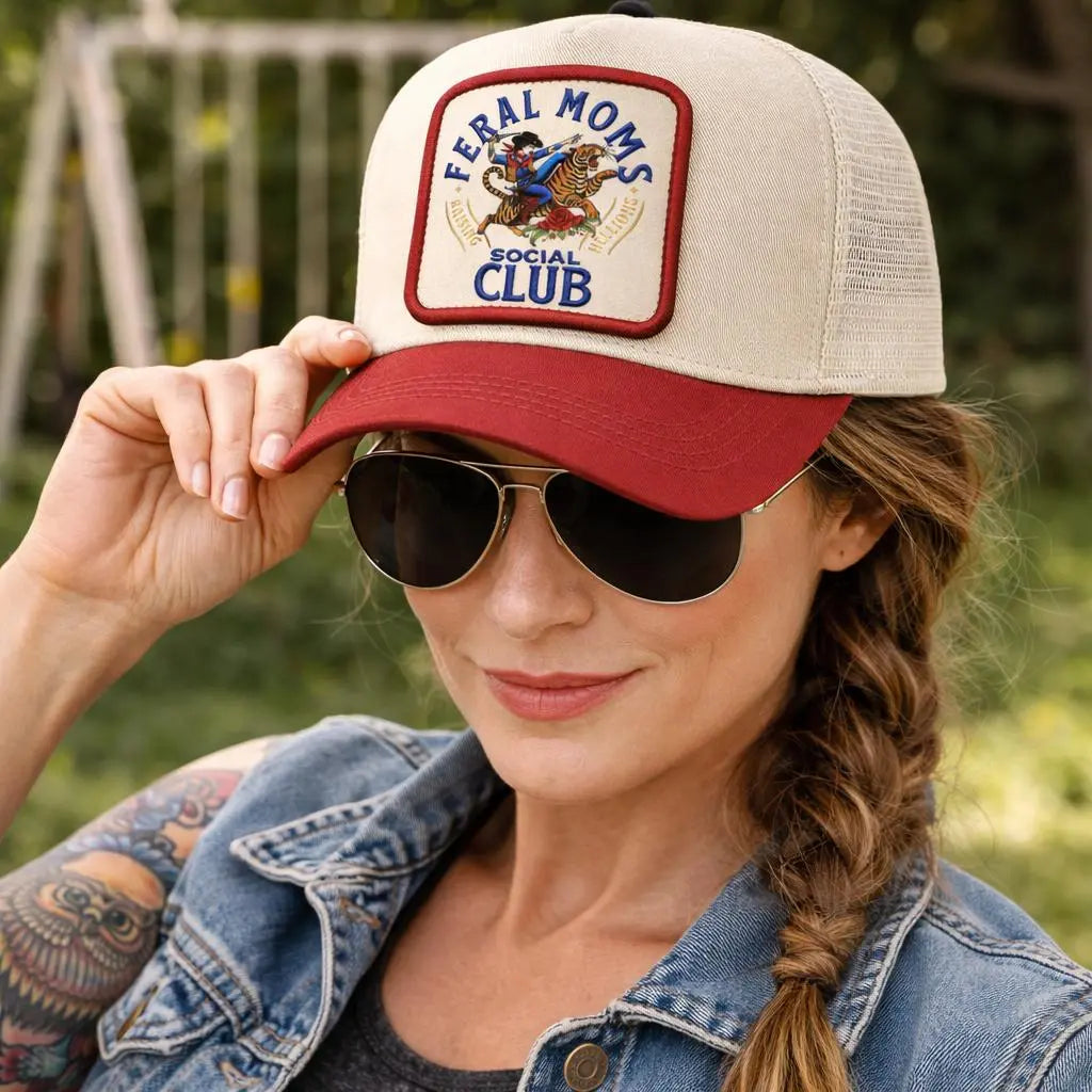 Feral Moms Club Leather Patch Trucker Cap Duconspace