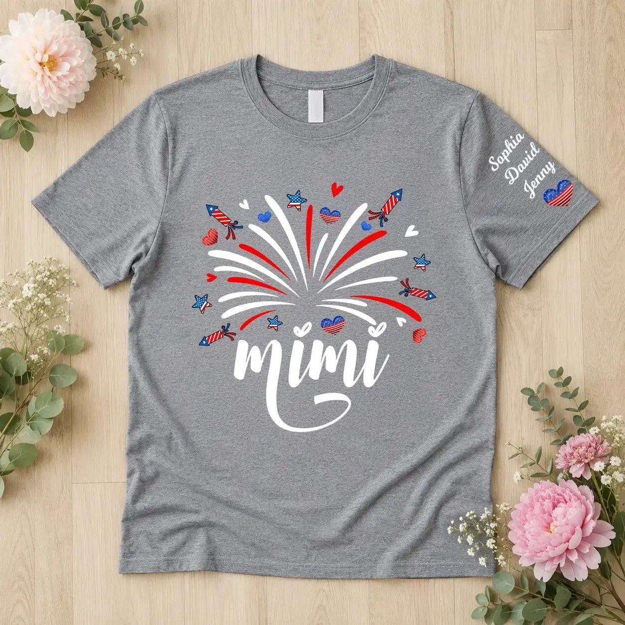 Firework America Flag Shirt - Personalized Gift for Grandma Duconspace