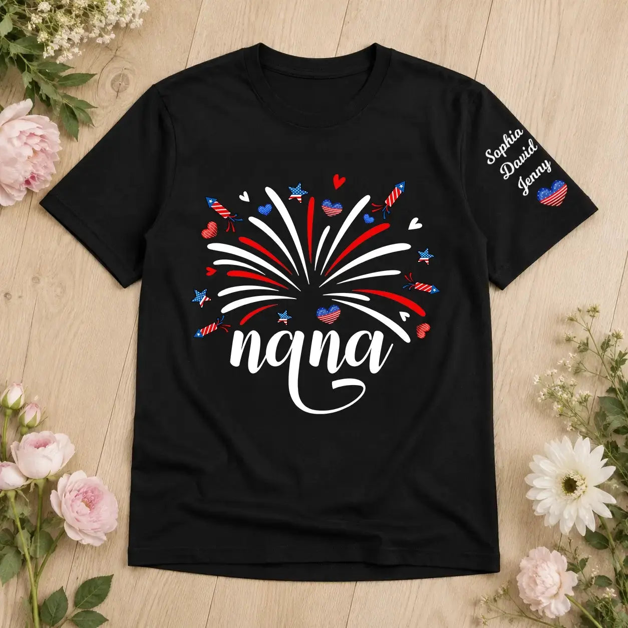 Firework America Flag Shirt - Personalized Gift for Grandma Duconspace