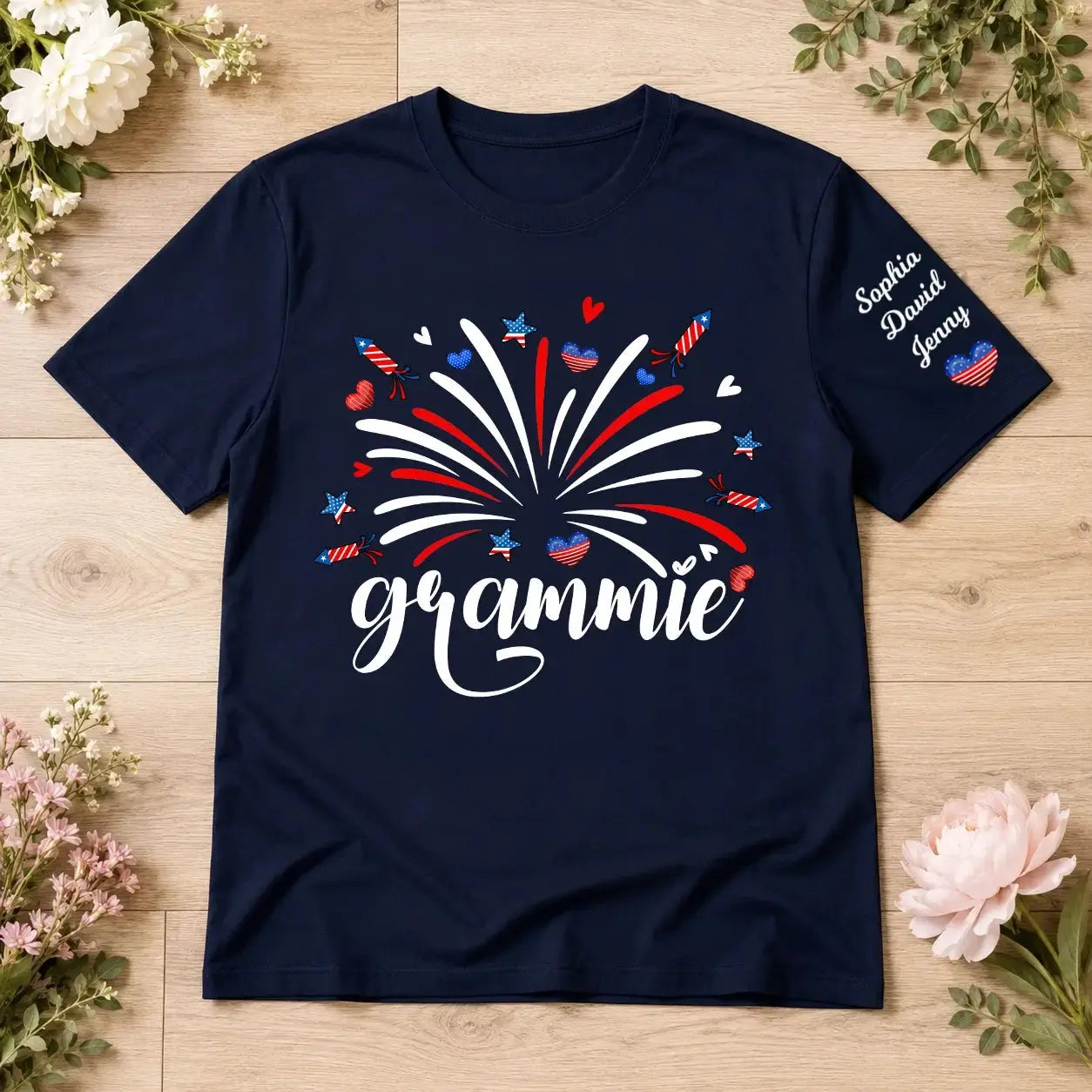 Firework America Flag Shirt - Personalized Gift for Grandma Duconspace