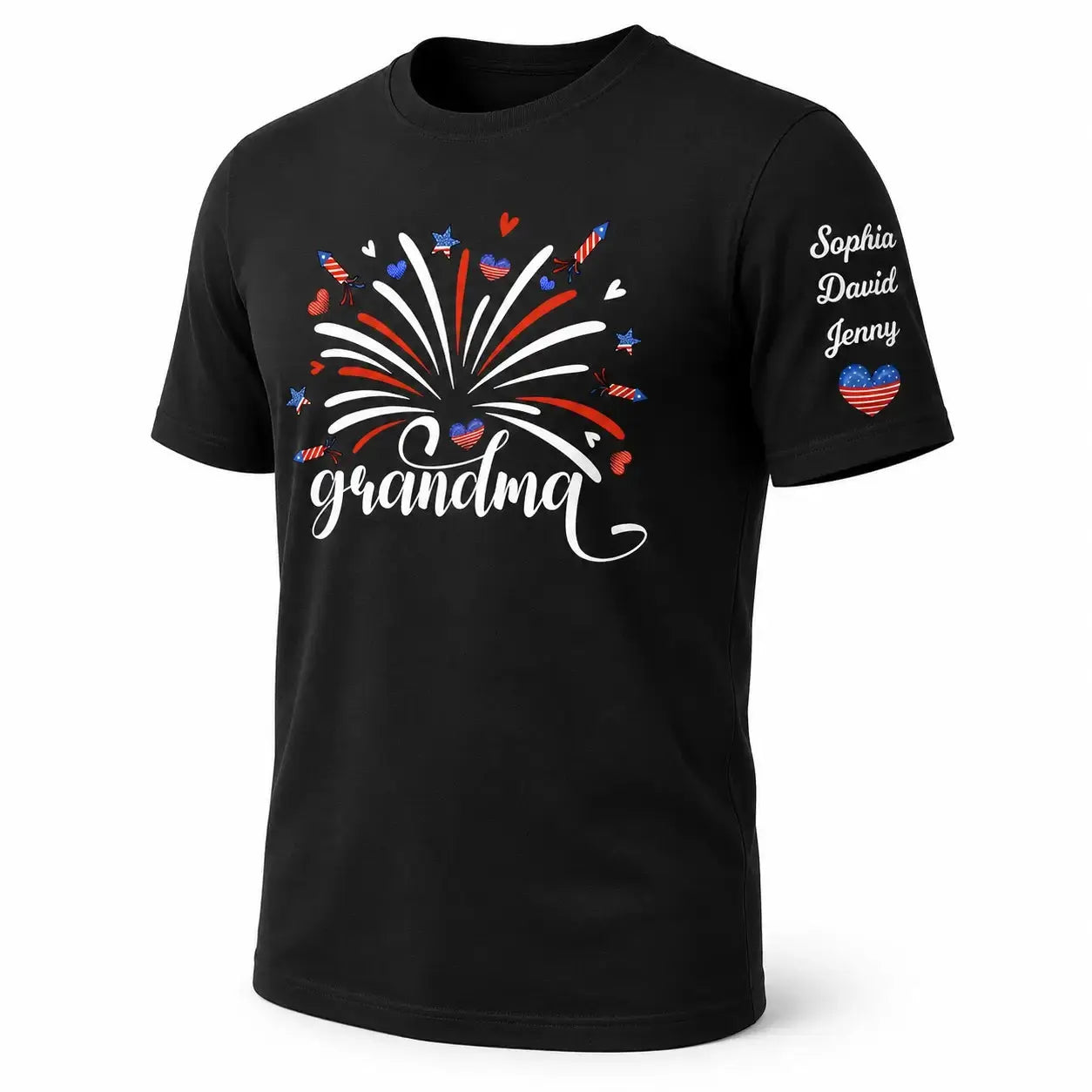 Firework America Flag Shirt - Personalized Gift for Grandma Duconspace