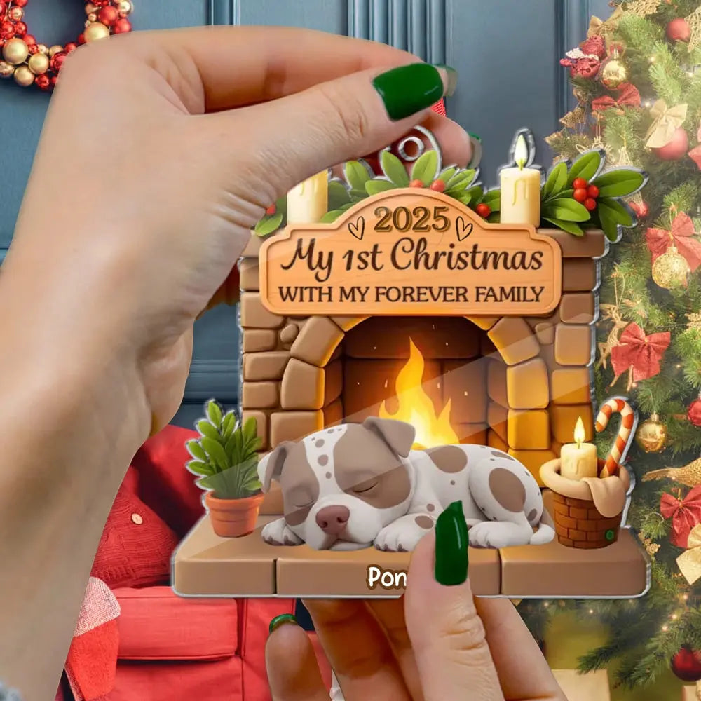 First Christmas With Family - Personalized Acrylic Ornament Gifts for Dog Lovers Duconspace