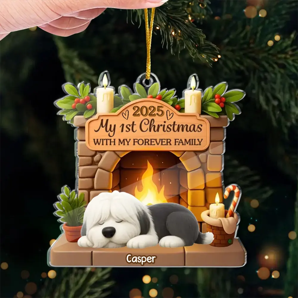 First Christmas With Family - Personalized Acrylic Ornament Gifts for Dog Lovers Duconspace