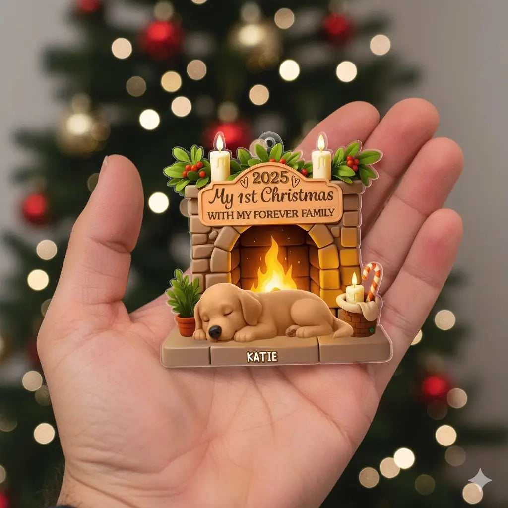First Christmas With Family - Personalized Acrylic Ornament Gifts for Dog Lovers Duconspace