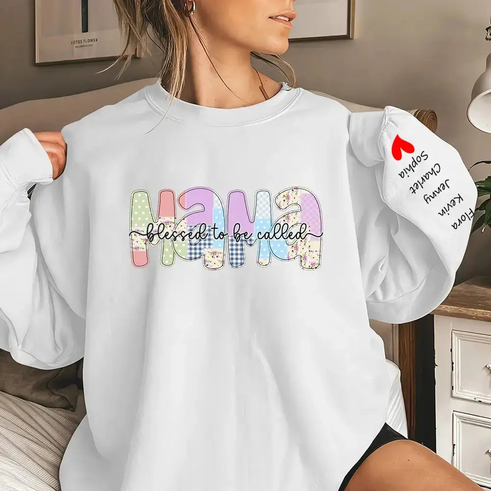 Floral Mama Sweatshirt - Personalized Gift for Mother, Grandma Duconspace