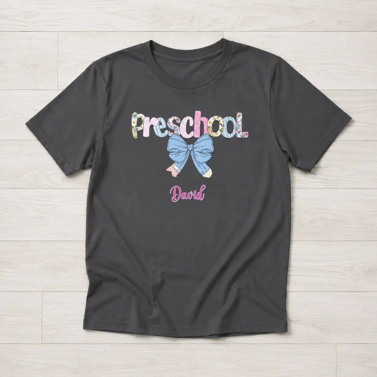 Fourth Grade Teacher Blue Floral Coquette Pencil Bow Shirt Duconspace