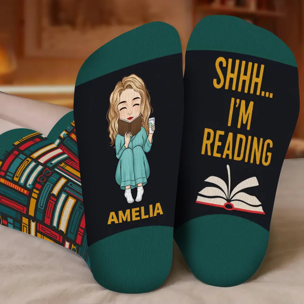 [Funny Bookworm Socks] Custom Reading Game Gift for Book Lovers