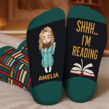 [Funny Bookworm Socks] Custom Reading Game Gift for Book Lovers Duconspace