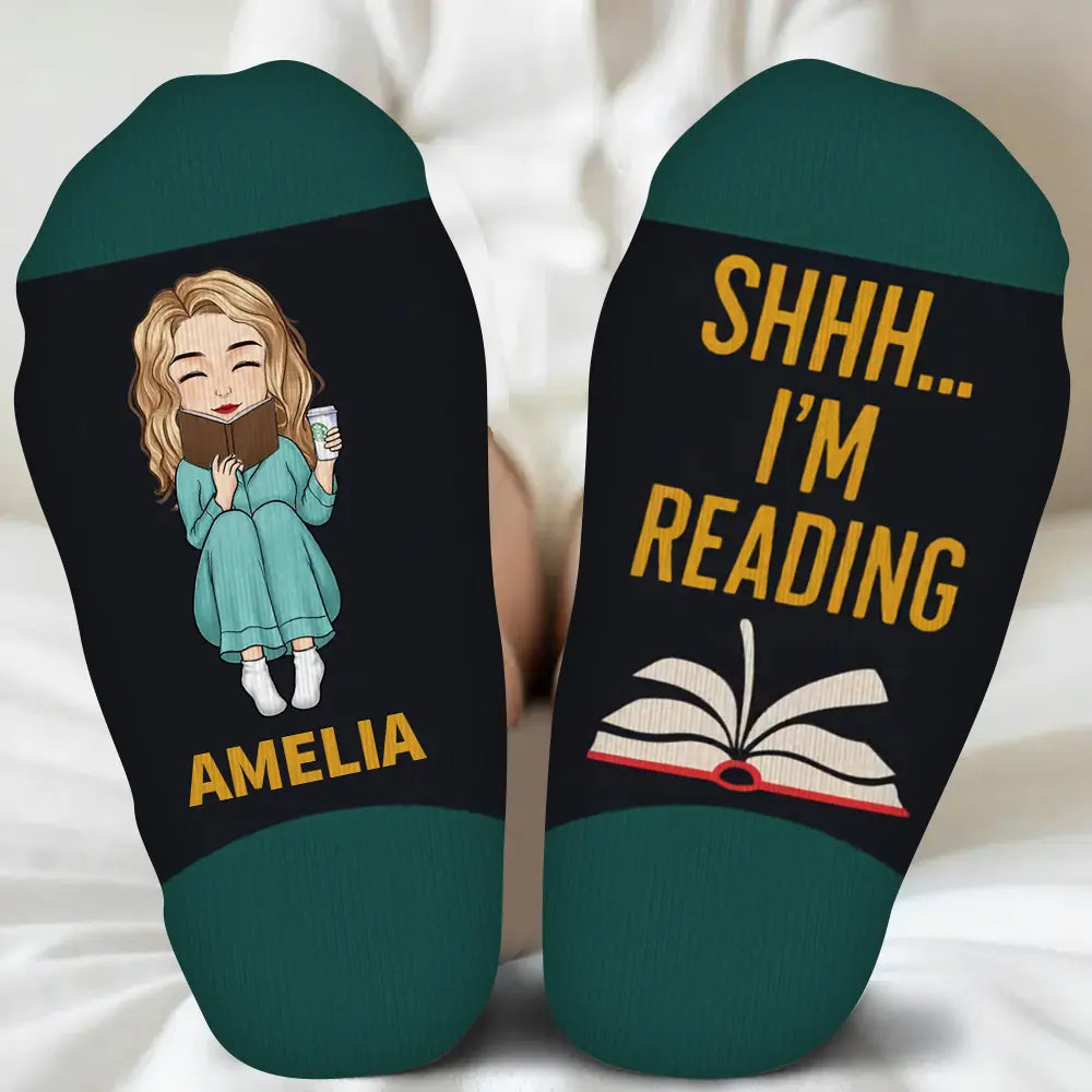 [Funny Bookworm Socks] Custom Reading Game Gift for Book Lovers