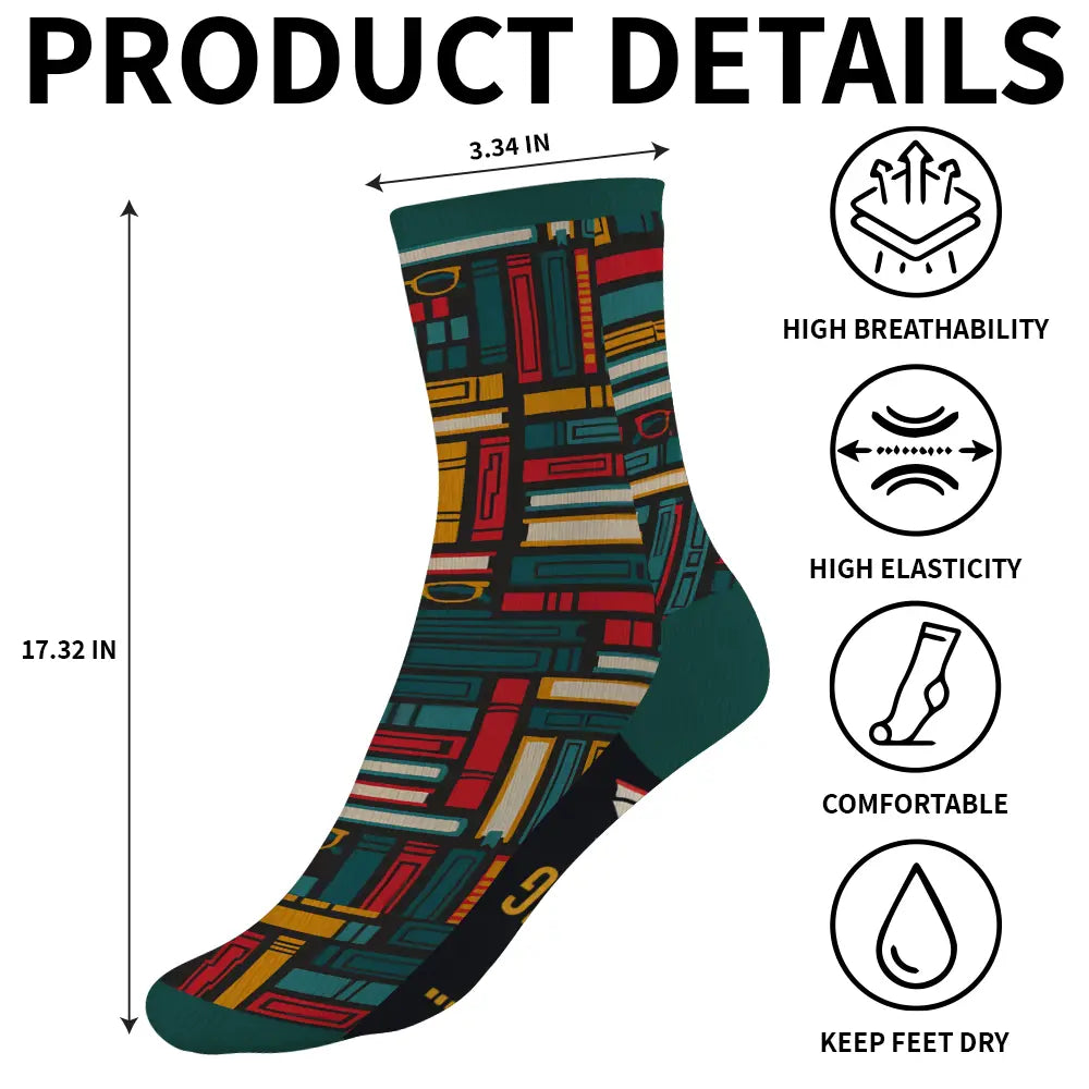 [Funny Bookworm Socks] Custom Reading Game Gift for Book Lovers