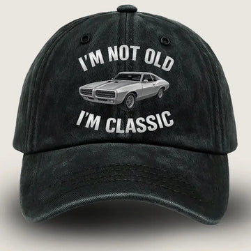 Funny Car Graphic Wash Denim Cap – I’m Not Old, I’m Classic Duconspace