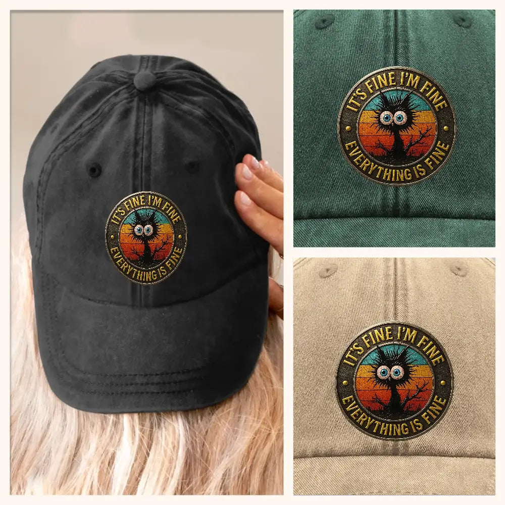 [🎉 Funny Cat Happy Birthday] Washed Demi Cap – Cat Funny Quote