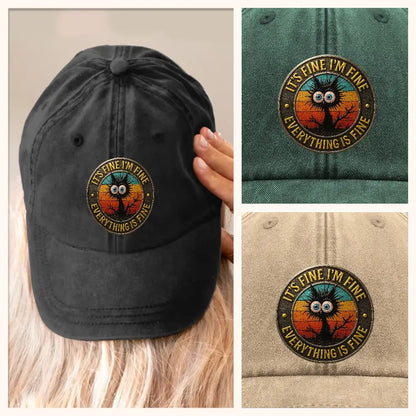 [🎉 Funny Cat Happy Birthday] Washed Demi Cap – Cat Funny Quote