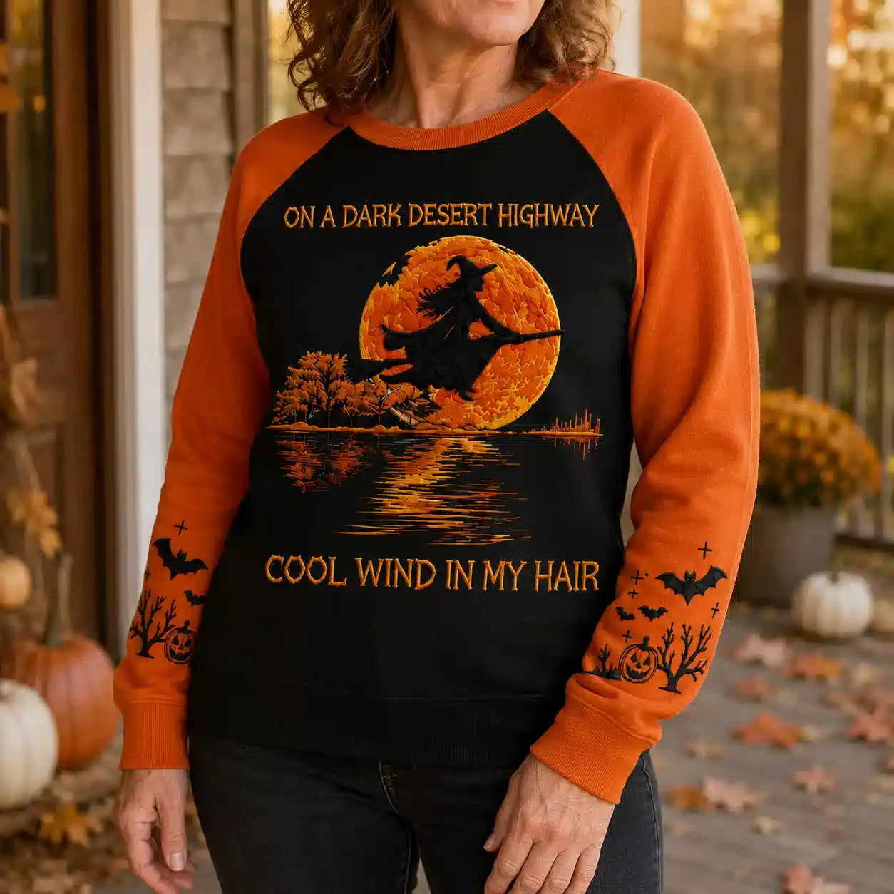 Funny Halloween Ugly Sweatshirt, Cool Wind In My Hair Duconspace