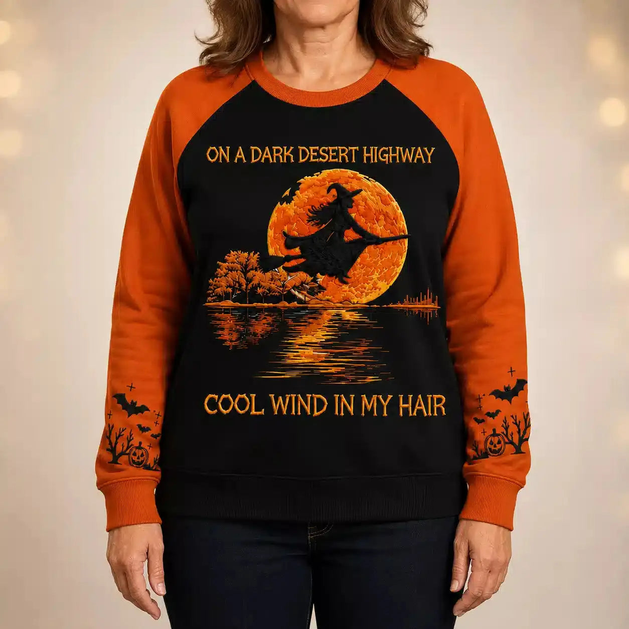 Funny Halloween Ugly Sweatshirt, Cool Wind In My Hair Duconspace