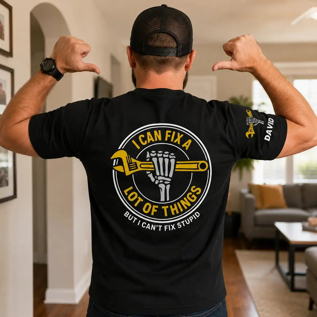 Funny Mechanic Skeleton Shirt - Custom Gift for Dad, Grandpa