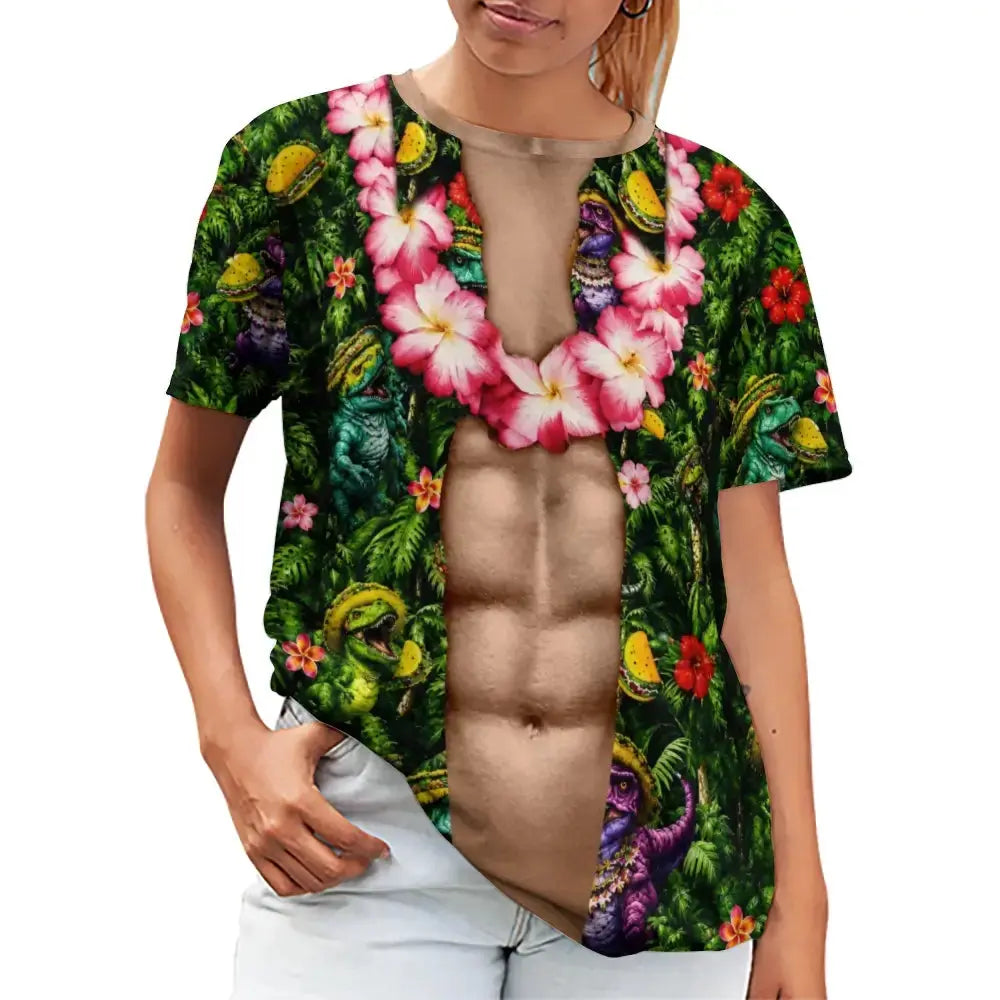 Funny Taco Dinosaur Hawaiian Body Costume T-Shirt Duconspace
