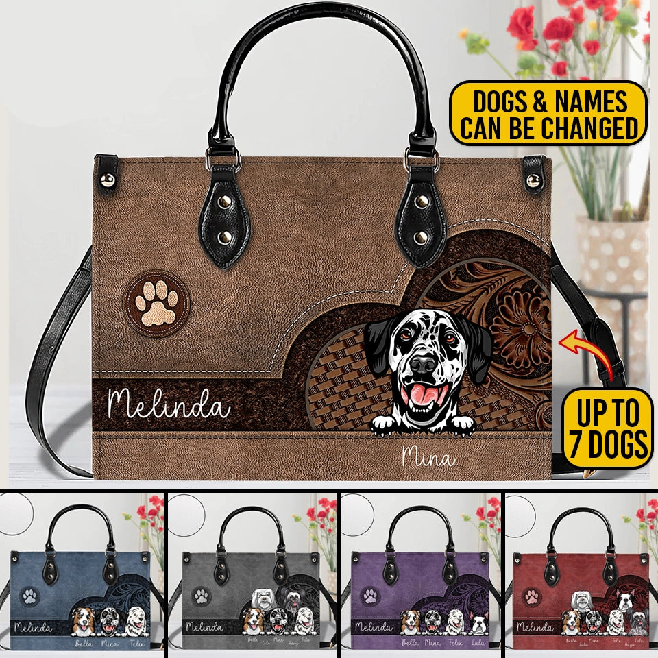Fur-Ever by My Side – Dog Personalized Leather Handbag, Custom Gift for Dog Moms, Dog Dads, and Pet Lovers