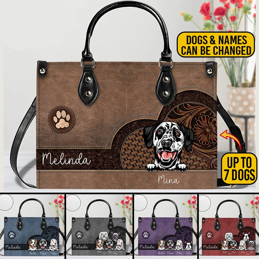 Fur-Ever by My Side – Dog Personalized Leather Handbag, Custom Gift for Dog Moms, Dog Dads, and Pet Lovers