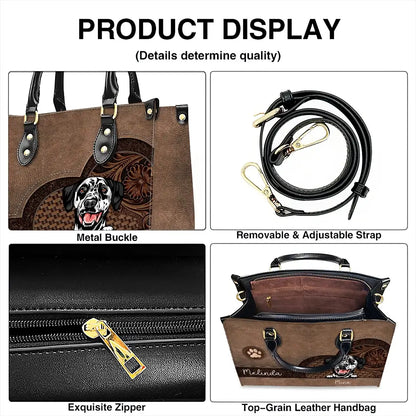 Fur-Ever by My Side – Dog Personalized Leather Handbag, Custom Gift for Dog Moms, Dog Dads, and Pet Lovers