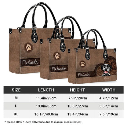 Fur-Ever by My Side – Dog Personalized Leather Handbag, Custom Gift for Dog Moms, Dog Dads, and Pet Lovers