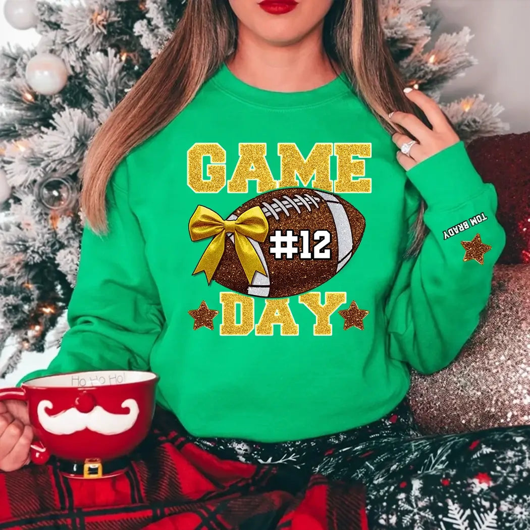 Game Day Football Season Football Mama Girl Gold Vibes Sweater