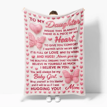 Gift for Dauhghter - To my Daughter Pink 3D Butterflies Blanket Duconspace