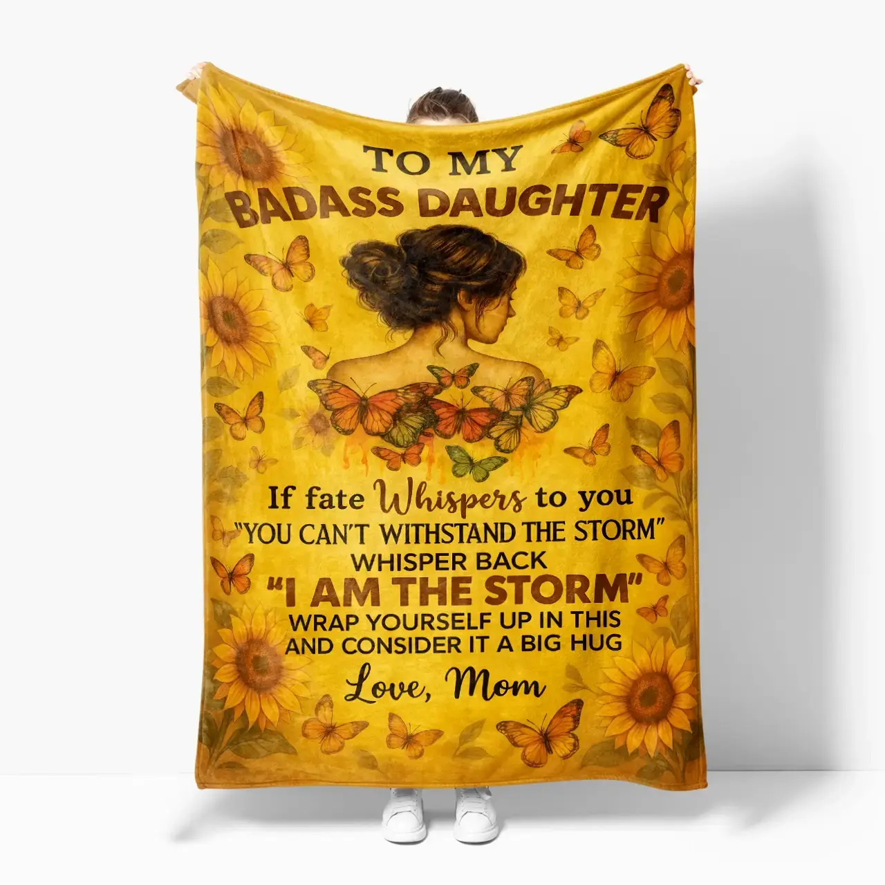 Gift for Daughter Blanket - To My Badass Sunflower Blanket Duconspace