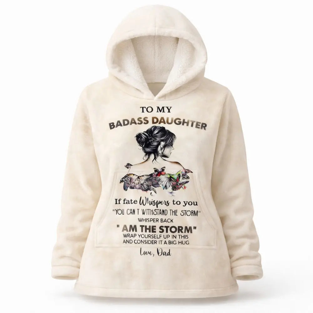 Gift for Daughter, To My Badass Sunflower Fleece Snug Hoodie Duconspace