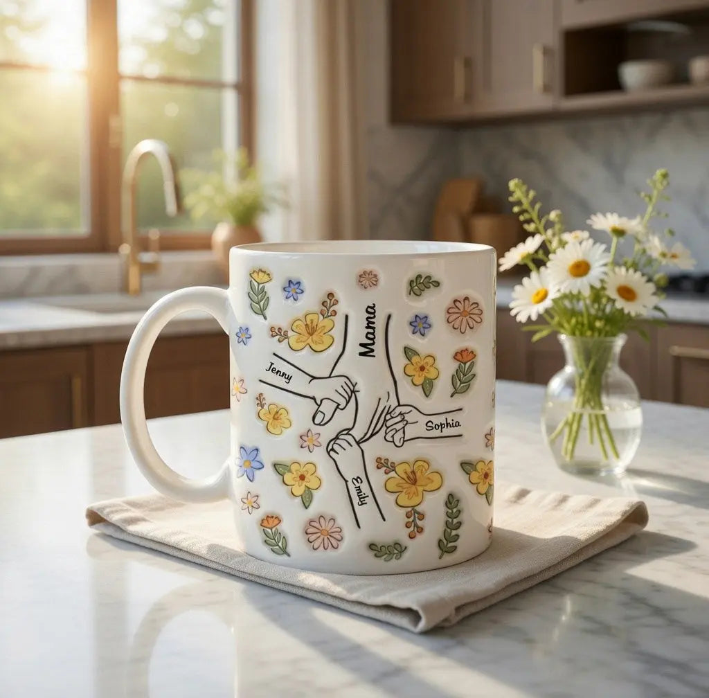 Gift for Mom & Grandma, Flowers Inflated Effect Mug Ducon Space