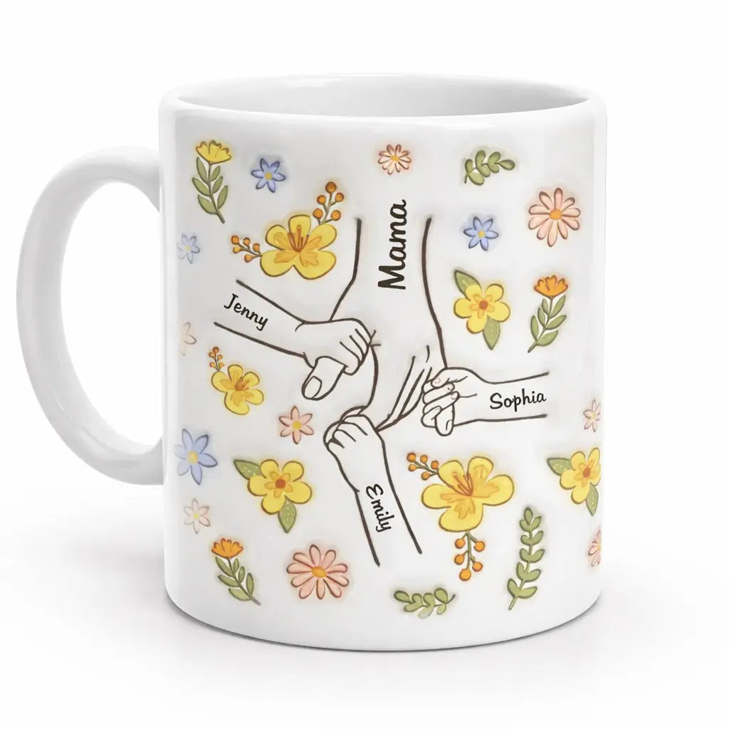 Gift for Mom & Grandma, Flowers Inflated Effect Mug Ducon Space