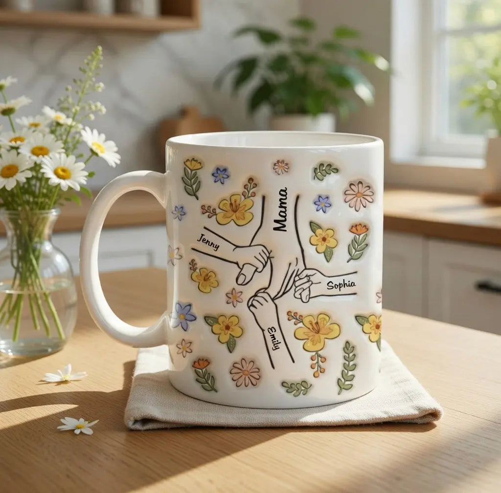 Gift for Mom & Grandma, Flowers Inflated Effect Mug Ducon Space