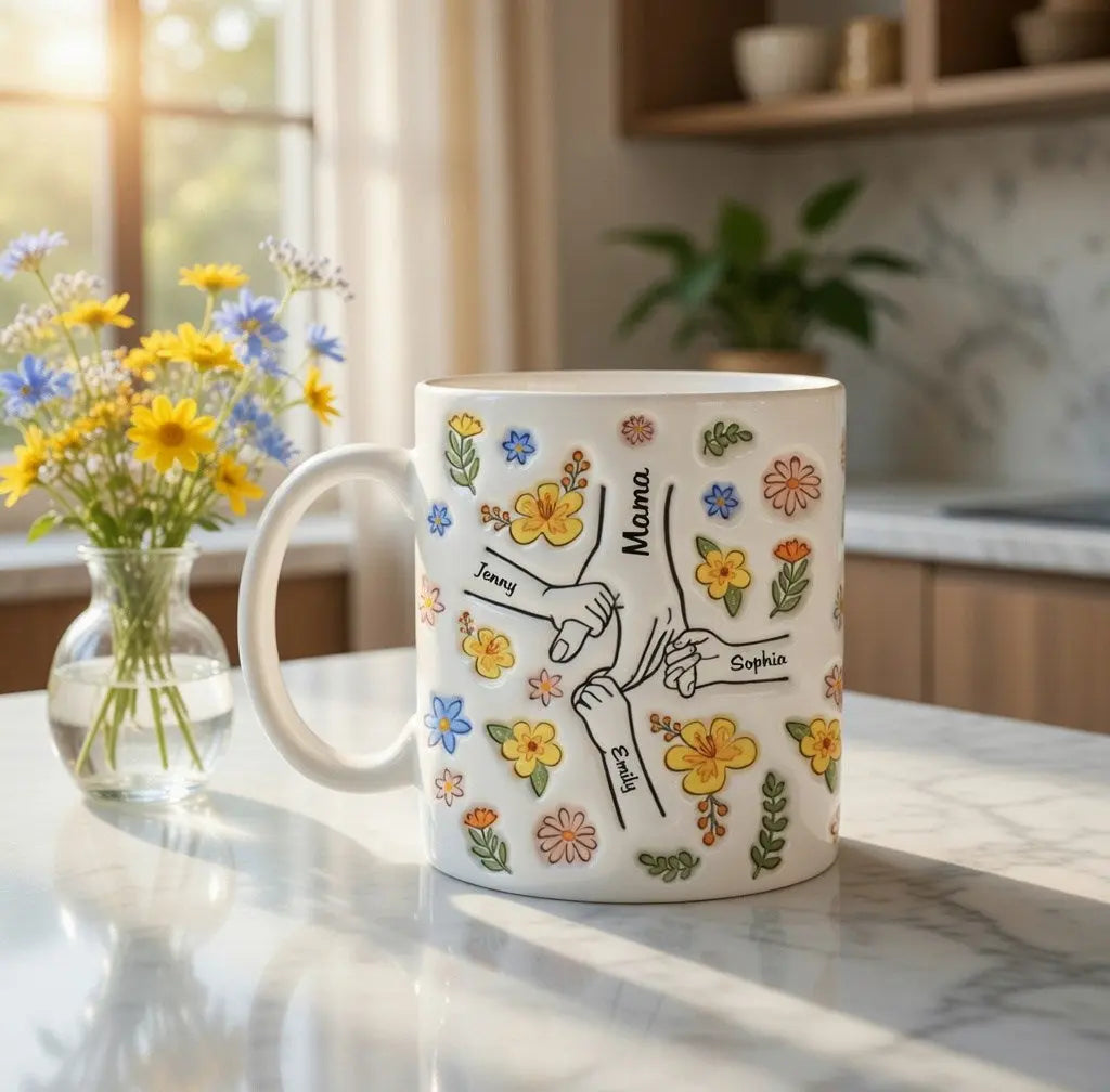 Gift for Mom & Grandma, Flowers Inflated Effect Mug Ducon Space