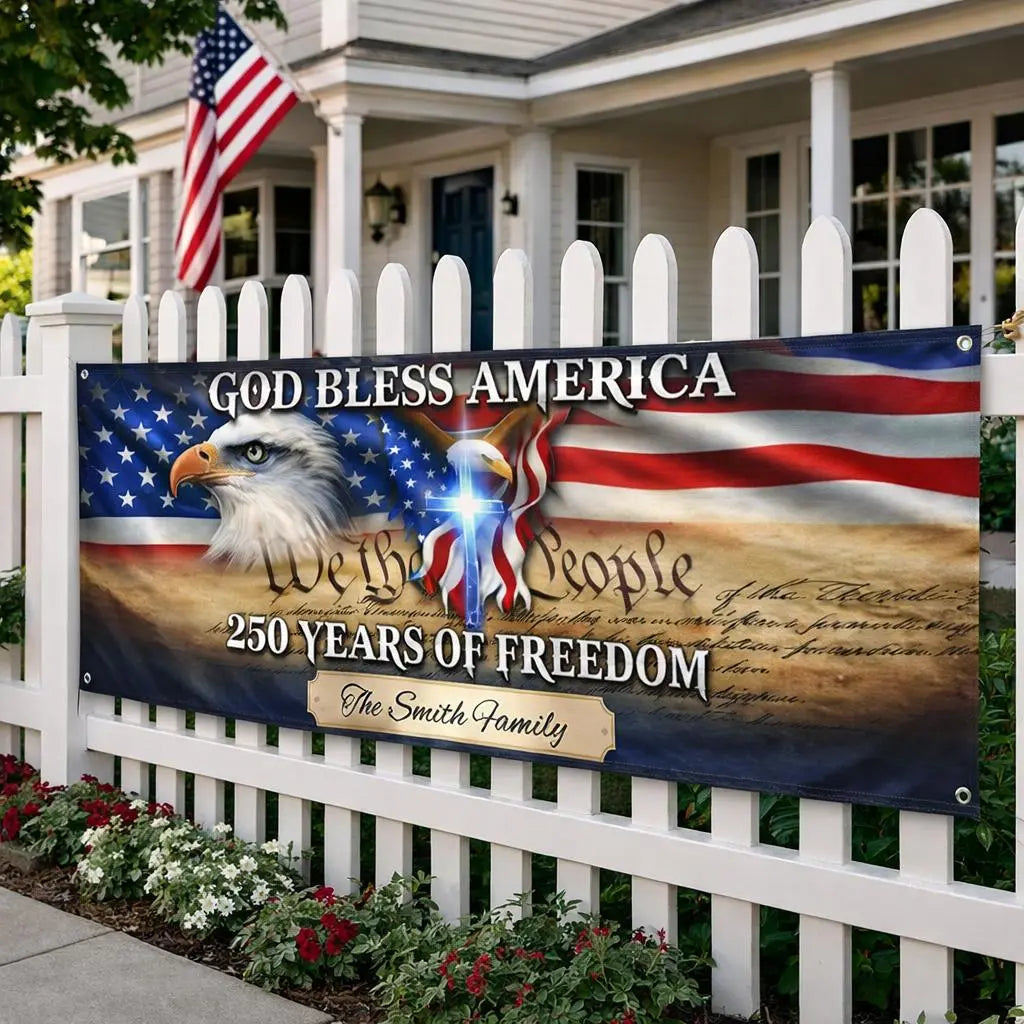 God Bless America 250 – Custom Family Banner Duconspace