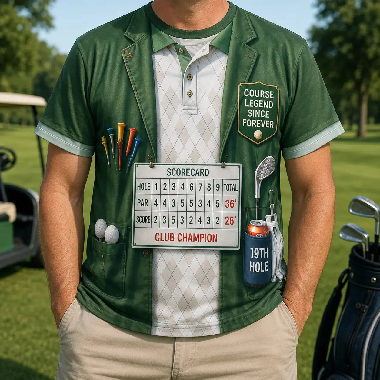 Golf Dad Course Legend AOP T-Shirt