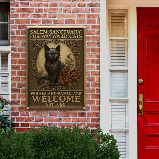 Gothic Black Cat Metal Sign, Vintage Antique Metal Signs