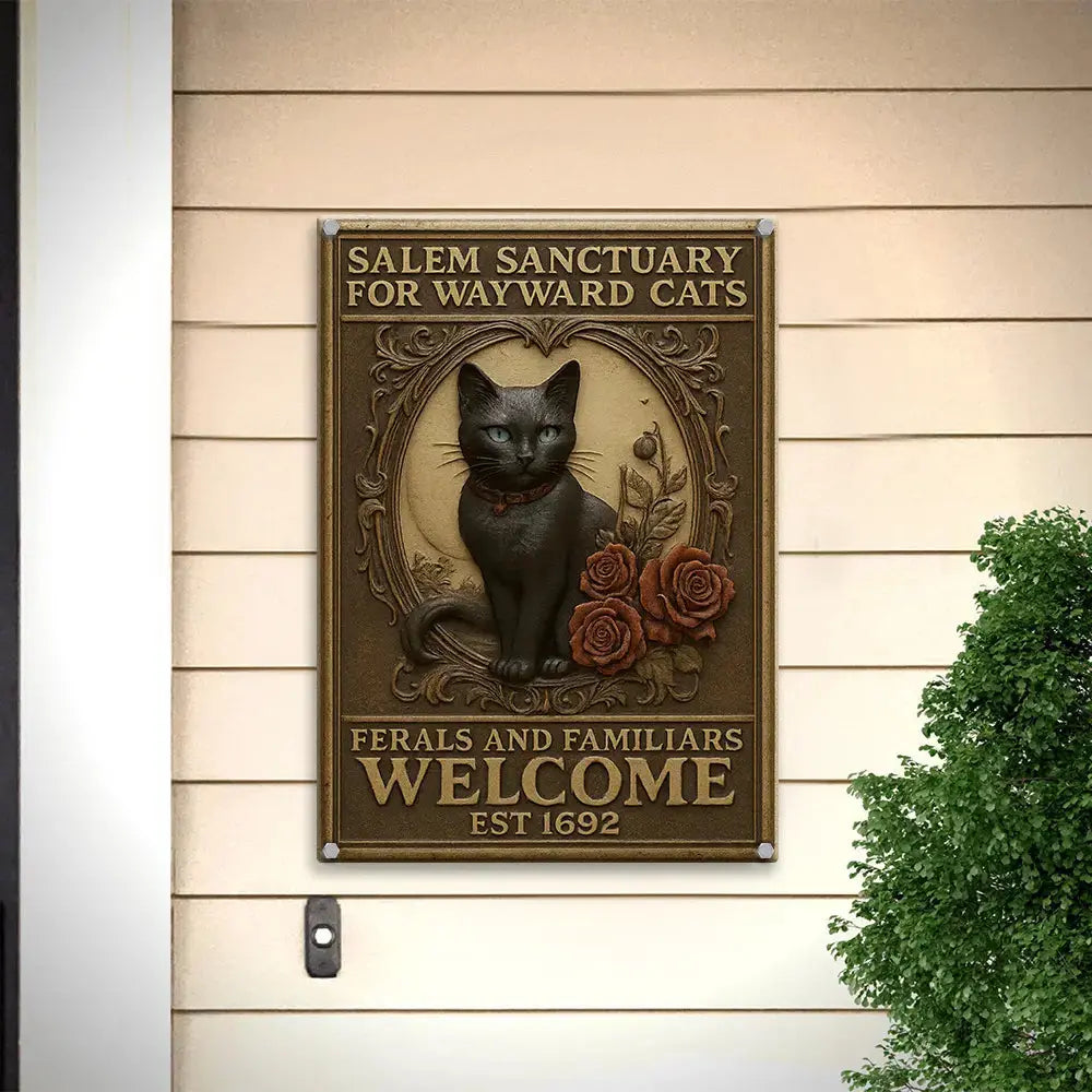 Gothic Black Cat Metal Sign, Vintage Antique Metal Signs Duconspace