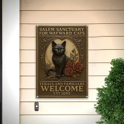 Gothic Black Cat Metal Sign, Vintage Antique Metal Signs