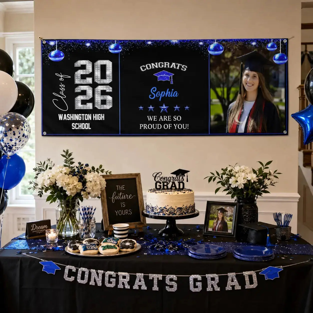 Graduation Party Banner With Photo - Personalized Gift for Class of 2026 Duconspace