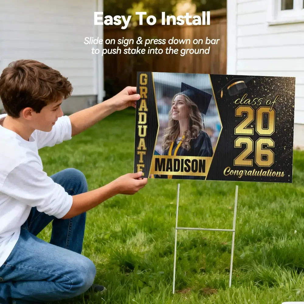 Graduation Yard Sign 2026 Custom Photo Senior Banner Gift Duconspace