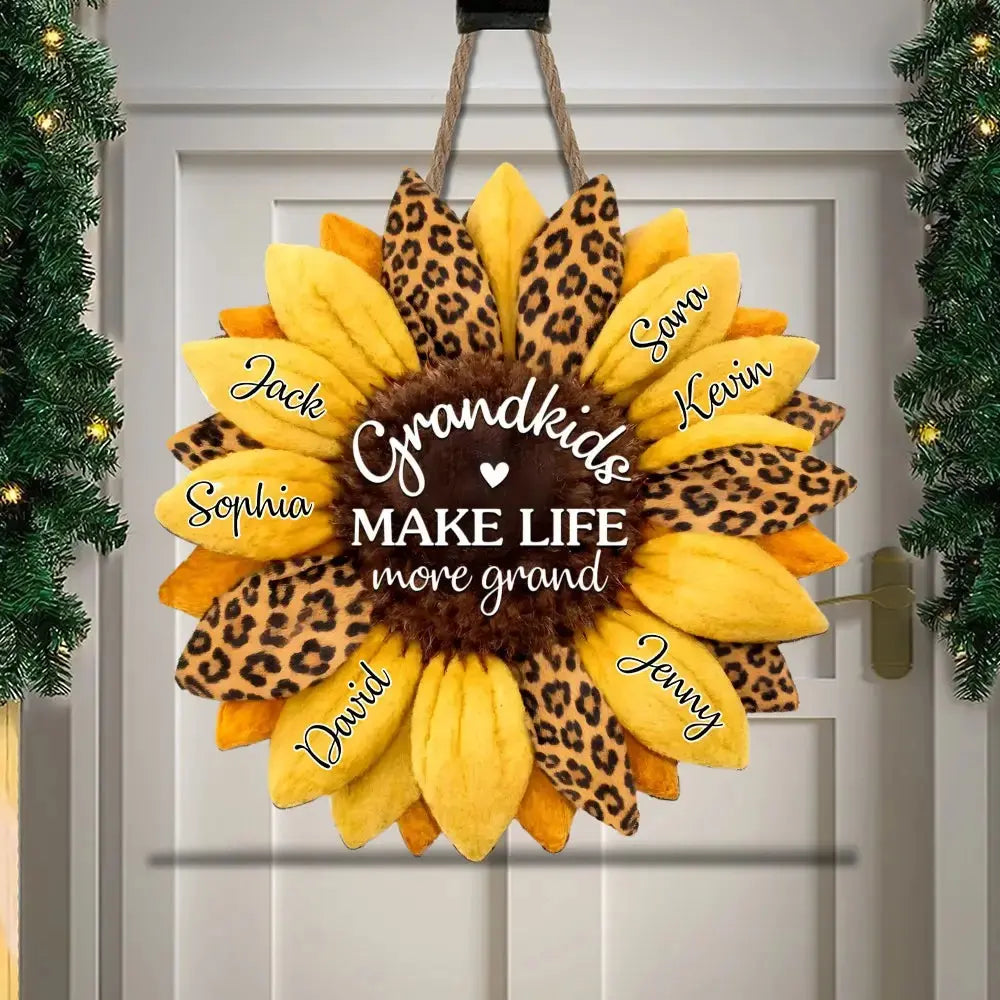 Grandkids Make Life More Grand Wood Sign - Personalized Gift for Mom, Grandma Duconspace