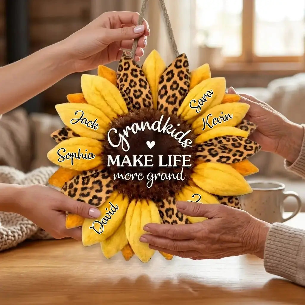 Grandkids Make Life More Grand Wood Sign - Personalized Gift for Mom, Grandma Duconspace