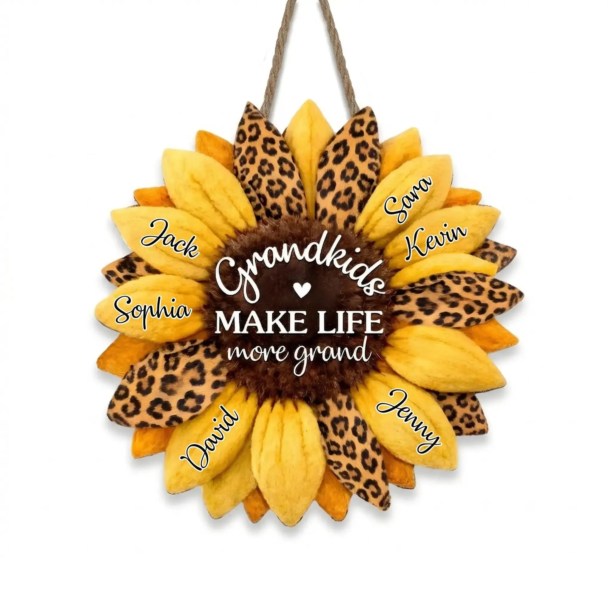 Grandkids Make Life More Grand Wood Sign - Personalized Gift for Mom, Grandma Duconspace