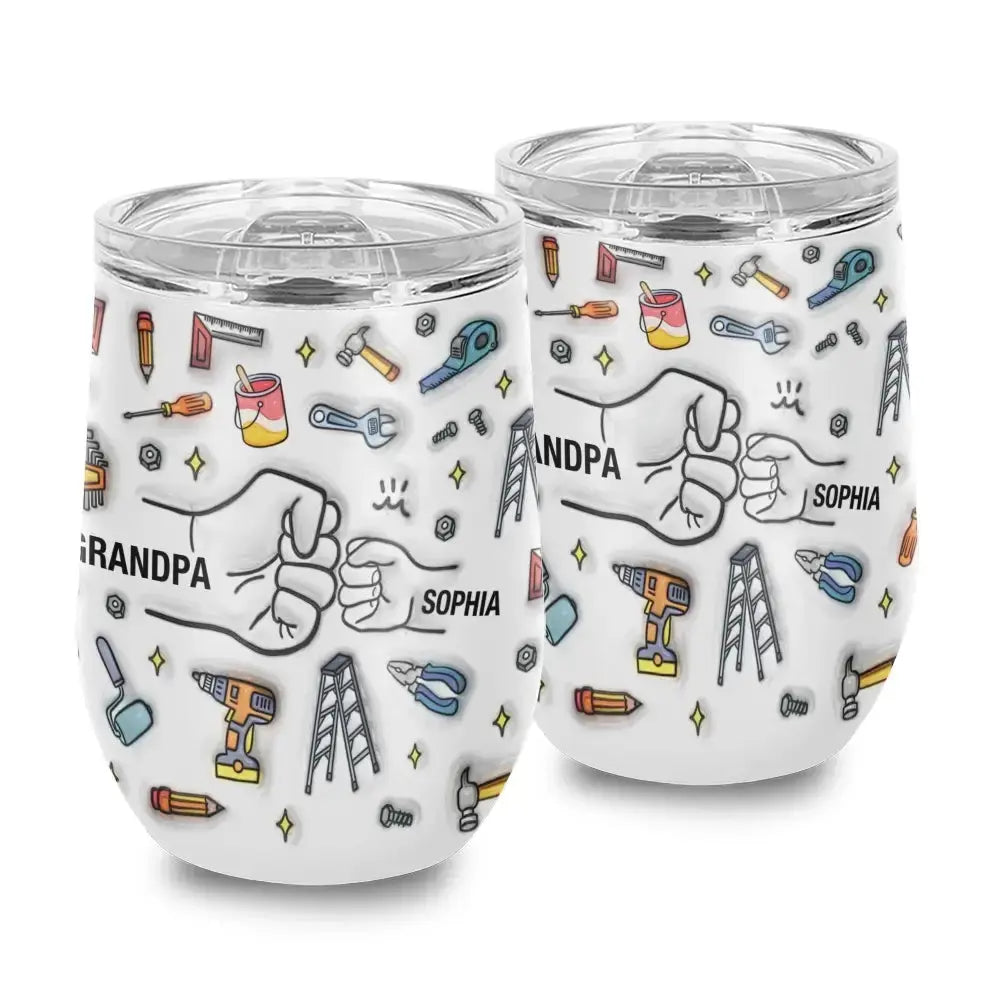 Grandkids Names on Wine Tumbler - Personalized Gift for Grandpa Duconspace