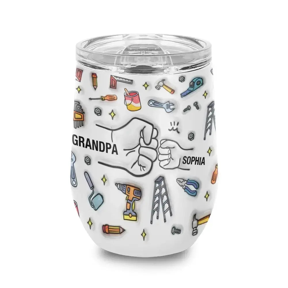 Grandkids Names on Wine Tumbler - Personalized Gift for Grandpa Duconspace